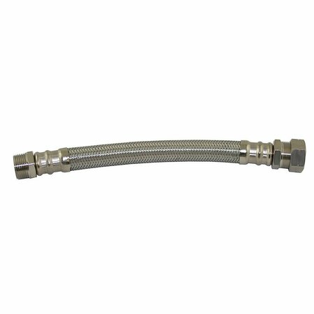 JONES STEPHENS 3/4 in. x 3/4 in. x 12 in. Braided Stainless Steel Water Heater Connector S04359